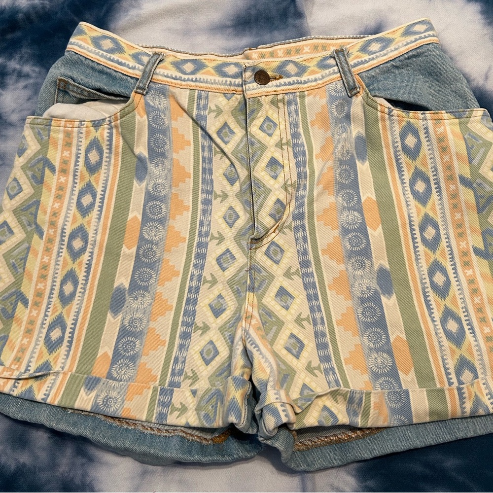 Vintage 80s/90s denim vest and jean shorts with SW design.